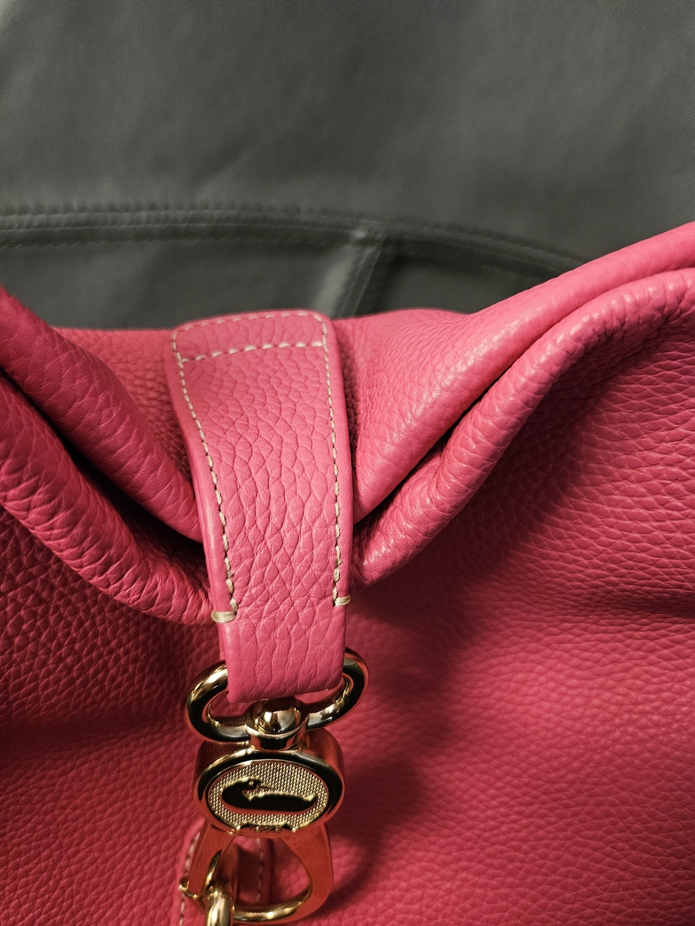 Dooney & Bourke Hot Pink Leather Slouchy Hobo Small Logo Lock Sac Mint - Picture 6 of 8